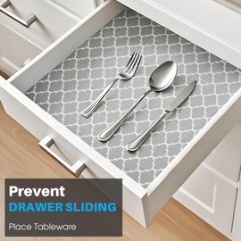 COAVAS Shelf Liner Drawer Liner Cabinet Liner Non-Slip 12x20FT - Textured Kitchen Cabinet Liners with Self-Grip Easy Cut Thick Shelf Paper for Drawers, Wardrobes, Pantry & Countertops (Stylish Gray)