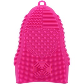 ScivoKaval Makeup Brush Cleaner Glove Mat Mitt Silicone Cosmetic Cleaning Scrubber Tool Face Brushes and Eye Brush Washing Pad Pink (Rose Red)