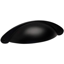 25 Pack - Cosmas 4199FB Flat Black Cabinet Hardware Bin Cup Drawer Handle Pull - 3" Inch (76mm) Hole Centers
