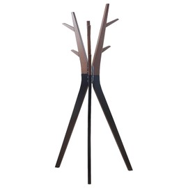 Oakestry Wooden Santa Clara Two-Tone Coat Rack Modern Freestanding Entryway Hanger Space-Saving Hall Tree Decor (Model CT16537), Black/Brown