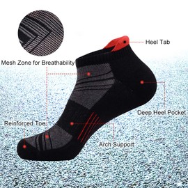 JOYNÉE Mens Ankle Low Cut Athletic Tab Socks for Men Sports Comfort Cushion Sock 6 Pack,Multicoloured,Sock Size 10-13