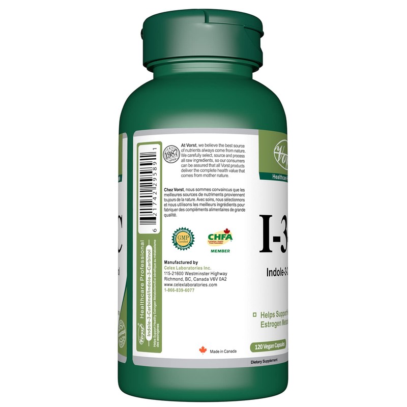 VORST Indole 3 Carbinol (I3C) 400mg 120 Vegan Capsules |