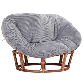 MABOZOO Shaggy Double Papasan Cushion Cover, Faux Fur Wicker Egg Chair Cushion Covers with Fluffy Plush, Waterproof Hammock Slipcover Only for Papasan Cushion, Gray, 70x49x7 Inch