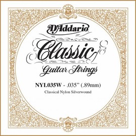 D'Addario .035 Silver Plated Copper Single String for Classical Guitar