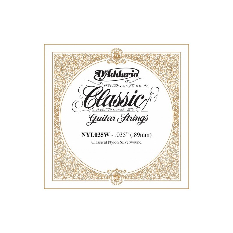 D'Addario .035 Silver Plated Copper Single String for Classical Guitar