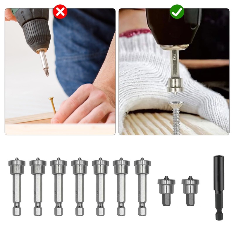 CLKE 10Pcs Drywall Screw Depth Setter PH2, 1/4 Inch Hex