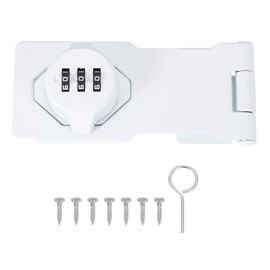 MECCANIXITY Password Rotary Hasp Locks, Mechanical Cabinet Combination Latch Locks 4.5" Security Keyless Rotary Hasp Latch Lock for Shed Door Sliding Closet Bathroom Outdoor White