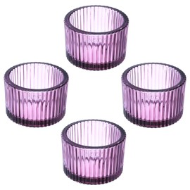 PATIKIL 4 Pcs Tealight Candle Holder, Tea Lights Candle Holder Glass Votive Candle Holders Glass Candle Holders for Table Centerpiece Decor Wedding Dinner Party, Purple