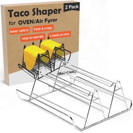 Taco Shell Mold for Oven & Air Fryer - No Frying No Mess, for Corn Tortillas Up To 6 Inch, Homemade Wide Base Hard Tacos - Wholesome Gluten-Free, 4 Baked Crunchy Shells At Once - Compact, Set of 2