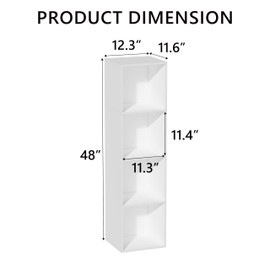 NewBeth 4 Cube Storage Organizer, 4 Tier Cube Low Bookcase Freestanding Storage Display Organizer, Four-Cubes Open Shelf Bookshelf for Home Office (White, 4-Cube)