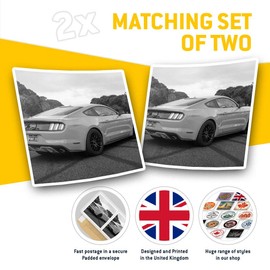 Square Stickers (Set of 2) 10cm BW - Muscle Car American Fun Decals for Laptops,Tablets,Luggage,Scrap Booking,Fridges, #41261