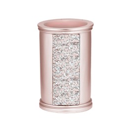 PowerSellerUSA Blush Tumbler- Acrylic Toothbrush Holder Cup, Bathroom Countertop Organizer for Toothpaste, Razor, Makeup Brush (5" H x 3" W x 3" D, Blush)