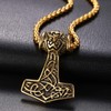 OIDEA Stainless Steel Handmade Thor's Hammer Pendant Necklace,Gold