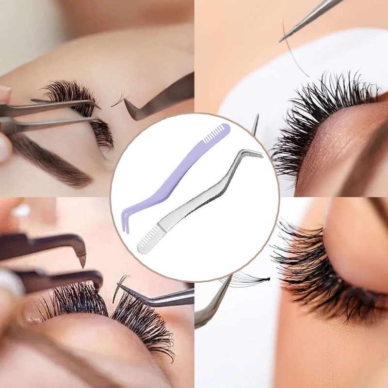 Eyelash Tweezers, Bunching Eyelash Tweezers, Stainless Steel Eyelash Tweezers with