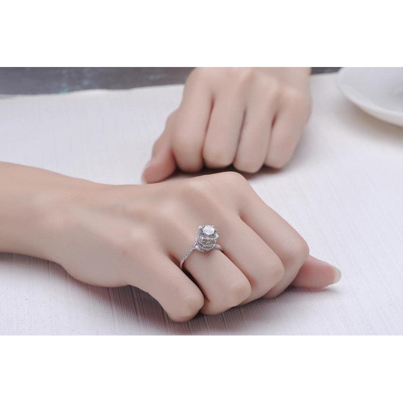 2CT Rotate Style NSCD Simulate Diamond Engagement Ring Silver 925