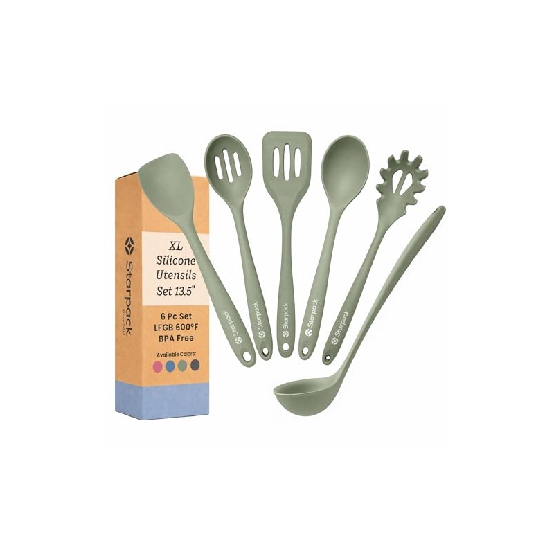 StarPack XL Silicone Cooking Utensils Set - 6-Piece Heavy-Duty Set