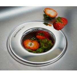 RSVP International Endurance® Stainless Steel Large Sink Strainer, 4.5" | Traps Food Scraps | Polished Finish with Precision Pierced Holes | Dishwasher Safe
