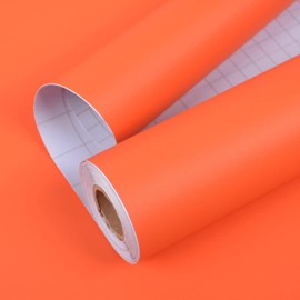 A-b-cil Bright Orange Wallpaper 88" X 16" Orange Contact Paper Peel and Stick Wallpaper Self-Adhesive Wall Paper Renter Friendly Wall Sticker Decoration for Girls Bedroom Bathroom Kids Room Walls