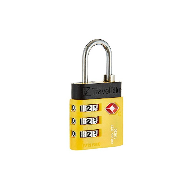 Travel Blue TSA Combination Lock in vivid blue or yellow