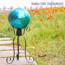 VCUTEKA Gazing Ball Stand, Metal Gazing Globe Stand for 10-12 Inch Garden Gazing Globe, Indoor Outdoor Décor Accessories, Black 16" H