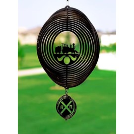SWEN Products Train Circle Swirly Metal Wind Spinner