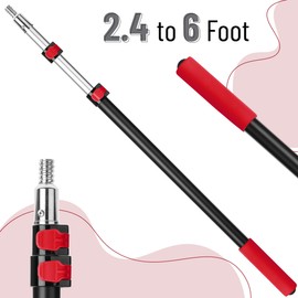 Bates- ‎Telescoping Pole, 2.4 to 6 Ft Long, Black & Red, Paint Roller Extension Pole for Painting