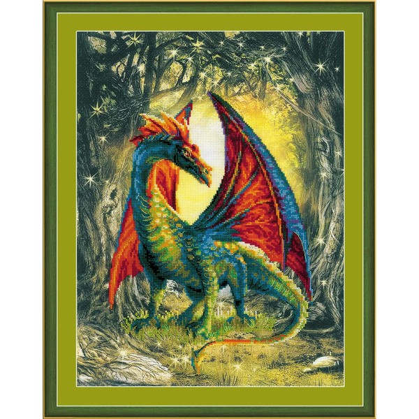 Riolis 0057 Pt Forest Dragon Cross Stitch Kit, Cotton, multicoloured, 30 x 40 x 0.1 cm