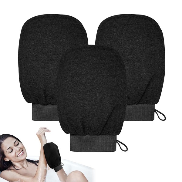 DHWEKU Peelinghandschuh, 3 Stück Exfoliating Gloves, Peelinghandschuh Körper,handschuh für Körper