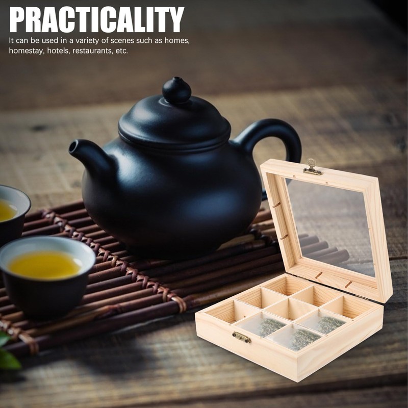 Luxshiny Tea Box Organizer Storage Box - Wooden Tea Bag