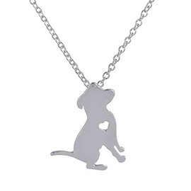 Art Attack American Pitbull Terrier Necklace, Dog Puppy Lover Heart Pet Rescue Pendant
