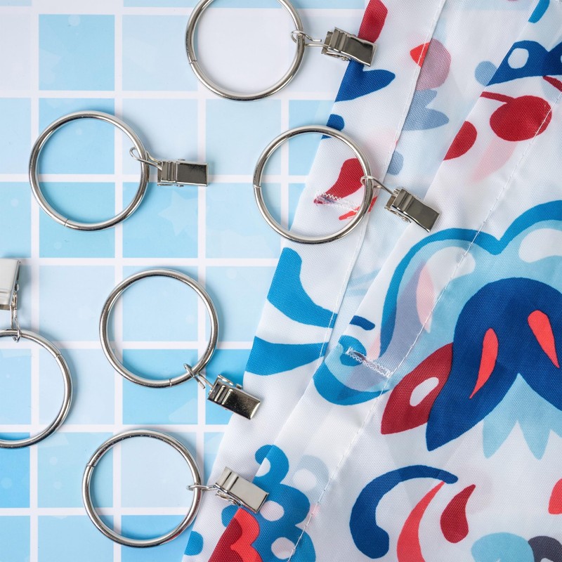 Curtain Clips with Rings, Pack of 30, in Silver Colours,
