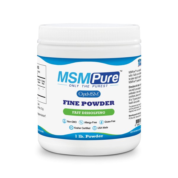 Kala Health MSMPure MSM - 1 lb Fine Powder Crystals, 99.9% Pure Distilled Organic Sulfur Crystals for Joint Health, Skin & Hair, Made in The USA