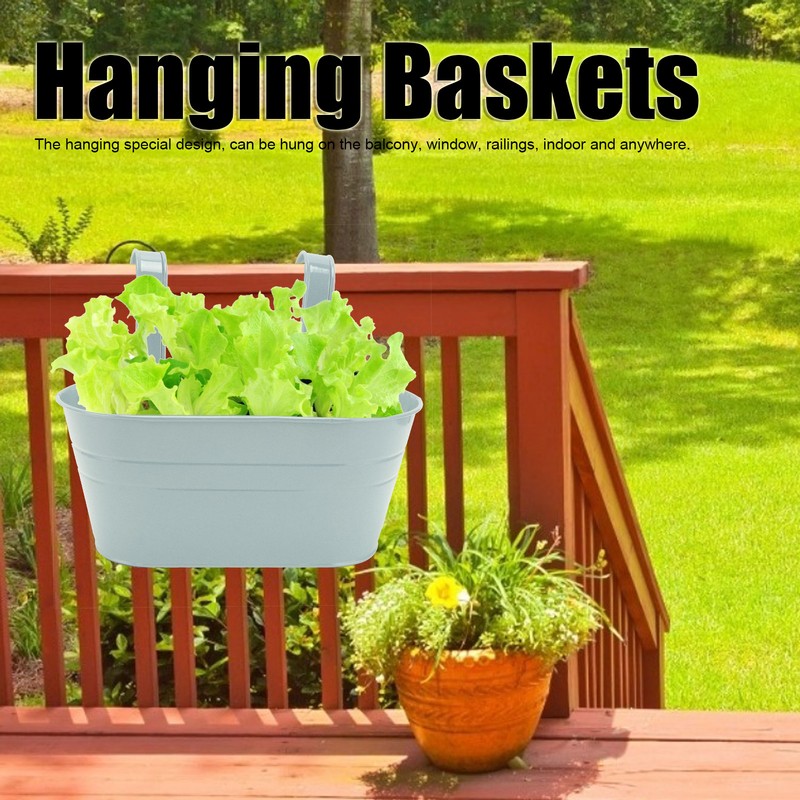 Hanging Flower Planter Iron Bucket Flower Pot Holder with Detachable
