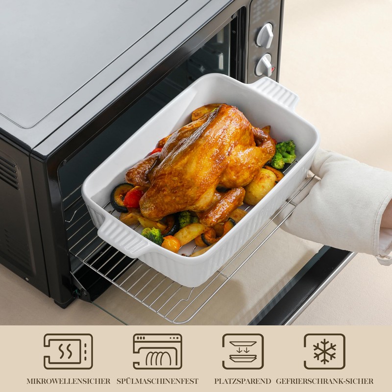 MALACASA 4.4 QT Baking Dish with Rack, 9x13 Large Casserole