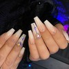 Yivaiks Bling Press on Nails Medium Length Coffin Nails Rhinestone