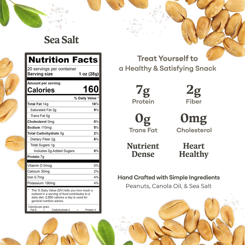 Belmont Peanuts Gourmet Sea-Salted Virginia Peanuts, 20 oz (1 Pack)