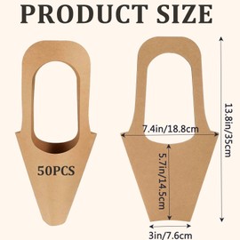 WYIPOLZI 50 Pack Kraft Paper Flower Gift Bags with Handle, 13.8" Brown Flowers Bouquet Holder for Wedding, Thanksgiving, Birthday, Florist Shop