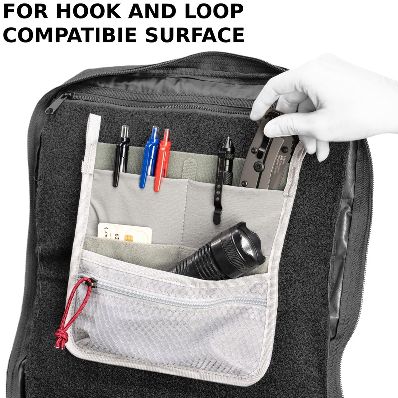Multi Pocket Admin Organizer for Backpack, Hook and Loop Pouch