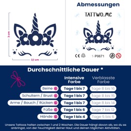 Tattwo.me 2 Week Waterproof Temporary Plant Tattoos - Unicorn Head - EU Compliance - Vegetable Ink - Tattoo Pad Size: 5 x 5cm (P0671)
