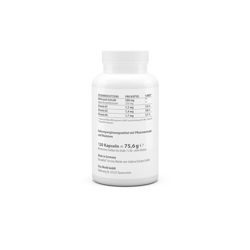 Vitaworld Boswellia Frankincense Extract, 500 mg, Original Boswellin Extract, 350