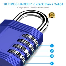 ZHEGE Combination Lock Padlock for Locker, School, Gym, Room, Closet, Fence, Gate and Toolbox (Blue)