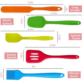 Suntchen 5Pcs Silicone Spatula Set Colorful Mini Spatulas - 480°F Heat Resistant Nonstick Versatile Kitchen Utensil Set for Baking, Mixing, Cooking, Dishwasher Safe