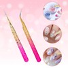 Nail Art Tweezers 2PCS Nail Art Tweezers for Stickers Stainless