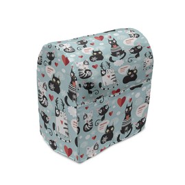 Ambesonne Cat Lover Stand Mixer Cover, Black and White Cats in Love Meow Print Among Hearts Daydreaming Kitties Cat Ears, Kitchen Appliance Organizer Bag Cover with a Pocket, 6-8 Quarts, Pale Blue