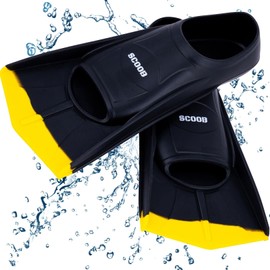 Swimming Training Fins Swim Flippers Travel Size Short Blade For Snorkeling Diving Pool Activities. Open Water Equipment for Men, Women & Children New Bright Colours + Mesh Bag (36-38 M, black-yellow)