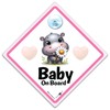 Baby On Board Sign Pink Hippo, Cute Hippo Baby On