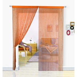 Hsylym Spaghetti String Curtains For Living Room Bead Curtains Door Curtain Divider Home Decor, Orange, 90x200cm