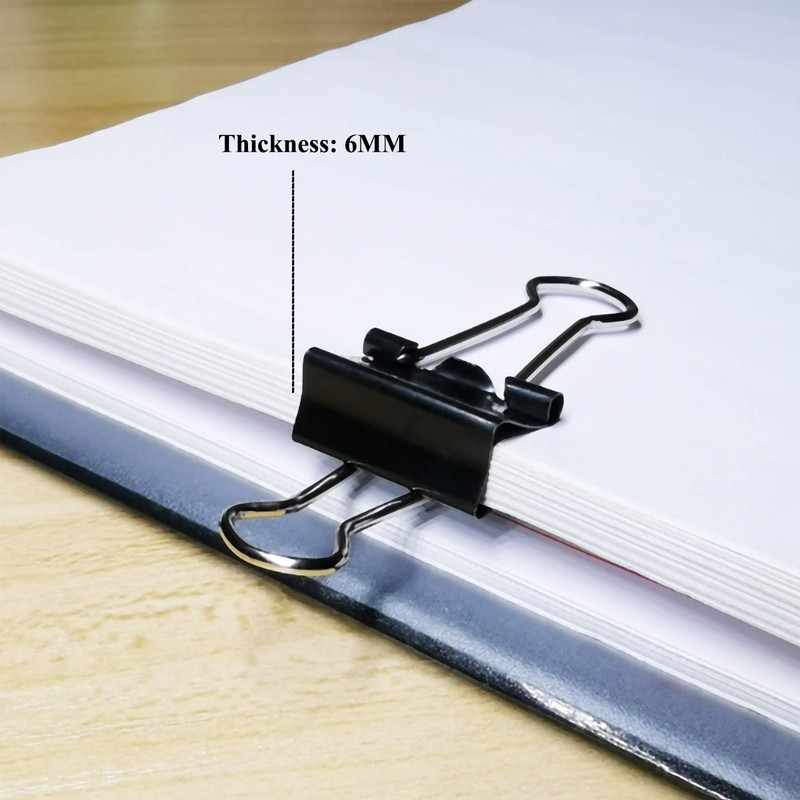 FZGUSYAF 80PCS Foldback Clips 15MM Black Paper Clamps Binder