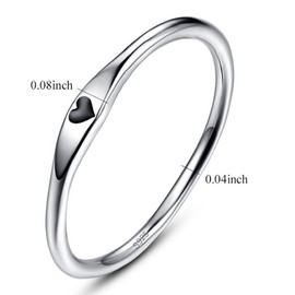 AVECON 925 Sterling Silver Simple Carve Heart Wedding Band Stackable Promise Ring for Her Size 6.5