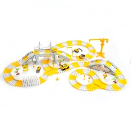 azimporter 236 Pieces Construction Race Tracks W/6 Cars